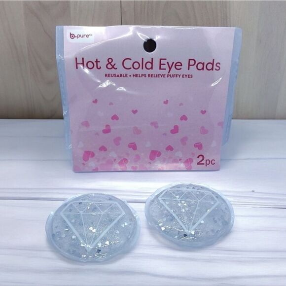 NEW Reusable Hot Cold Gel Eye Pads ❤️ Silver Puffy Eyes Swelling Cooling 2 Pack - Picture 1 of 8